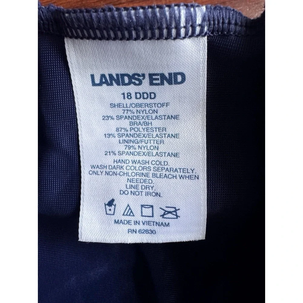 Lands‎ End 4 Pc Swim Set Women's Sz L/XL -16/18 DDD Shirt Pants Tankini Navy Dot
